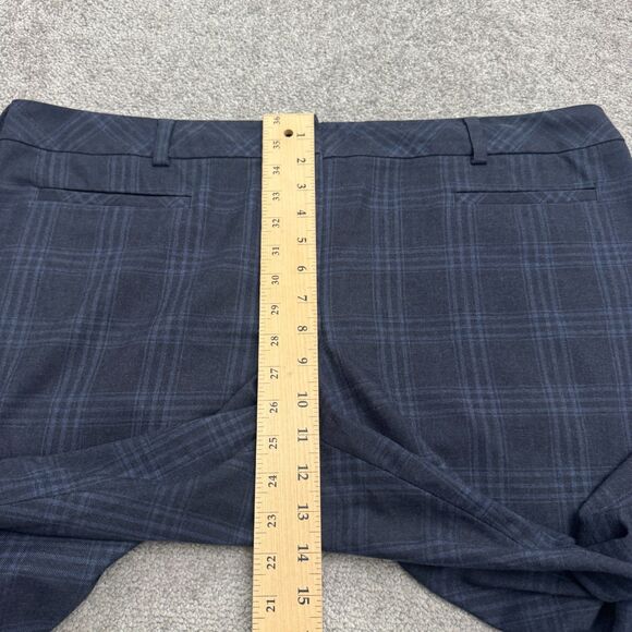Lands' End Mid Rise Trouser Pants Womens 18W Navy Blue Plaid Straight Work 42x33 - Picture 15 of 16